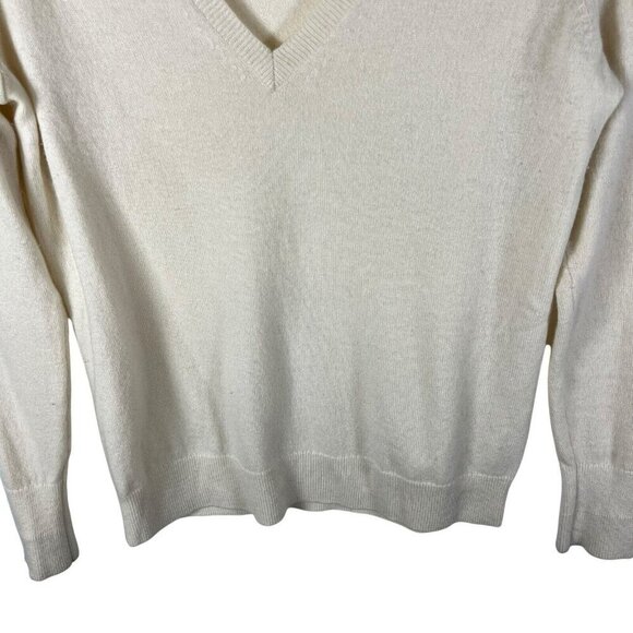 Everlane Womens Small 100% Cashmere V-Neck Sweater Beige Quiet Luxury Minimalist - Picture 3 of 11